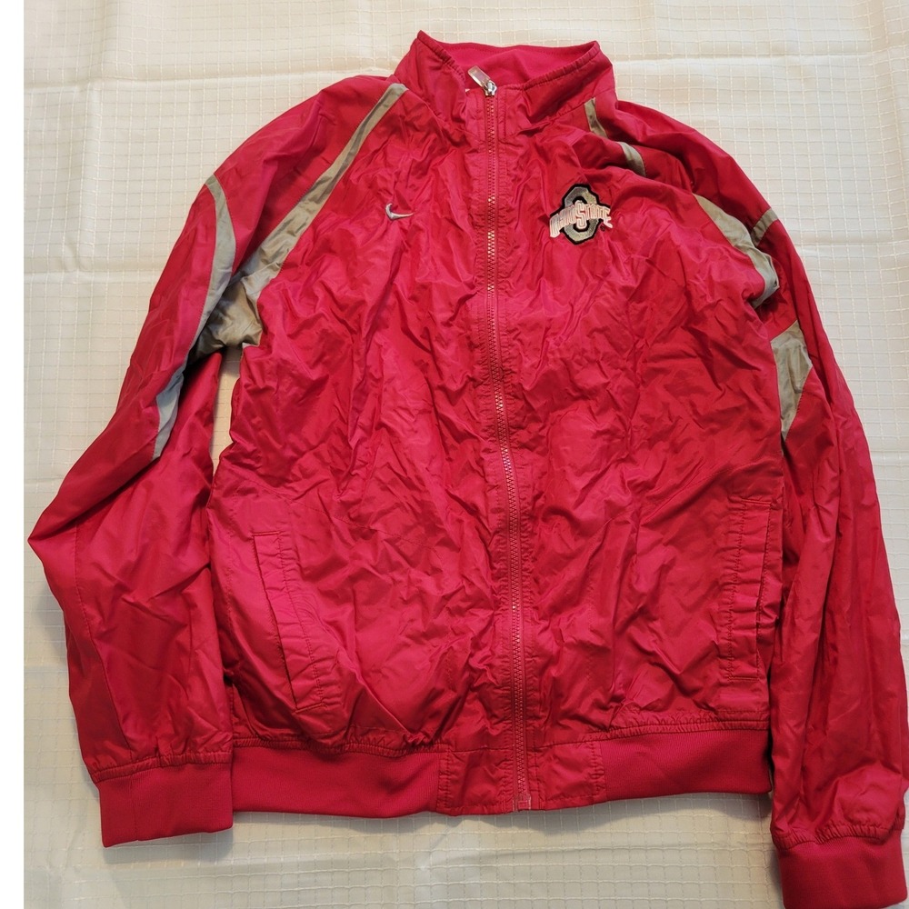 Nike Team Ohio State Buckeyes Windbreaker Jacket Red Boys Large L 16/18 Full Zip